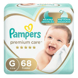 Pacote De Fraldas Premium Care Tamanho G Com 68 Unidades Pampers