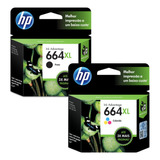 Kit Cartucho Hp 664xl Preto + Hp 664xl Colorido Original