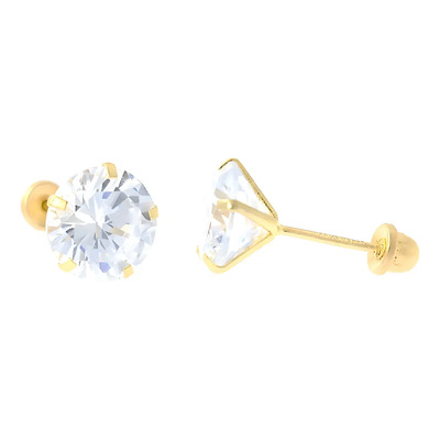 Broqueles Oro 14k Zirconia 6mm Yeshúa Luxury Jewelry Hipoalergénicos | Envío gratis
