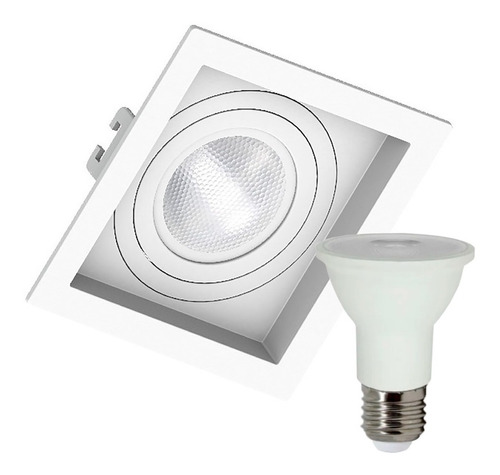 Kit 15 Spot Embutir Par20 Recuado Quadrado + Lampada Led 7w