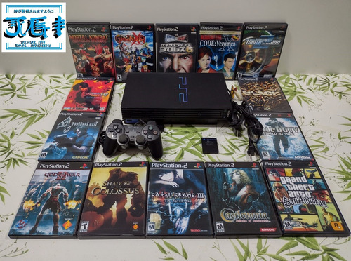 Playstation 2 Fat Midnight Black Desbloqueio Matrix+16 Jogos