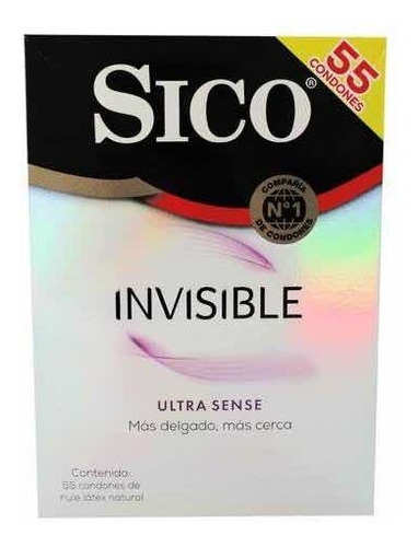 Condones Sico Invisible Ultra Sense Caja Con 55 Piezas Color Primario Azul