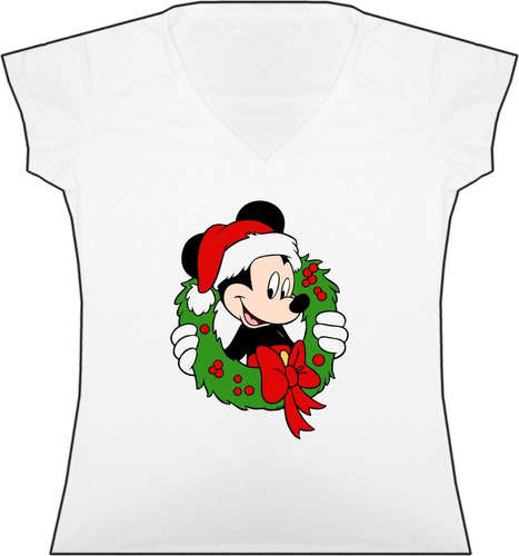 Blusa Navidad Mickey Dama Camiseta Bca Urbanoz