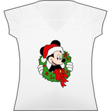 Blusa Navidad Mickey Dama Camiseta Bca Urbanoz
