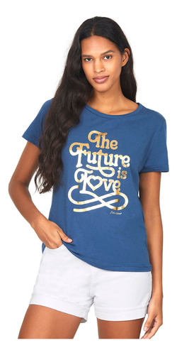 Camiseta Feminina Malha The Future Polo Wear Azul Escuro