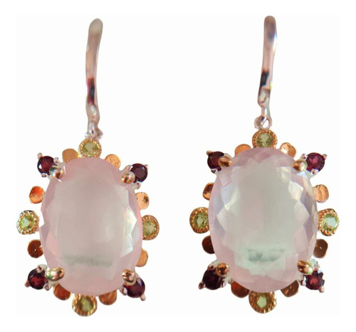 Aretes De Cuarzo Rosa Naturales Af87