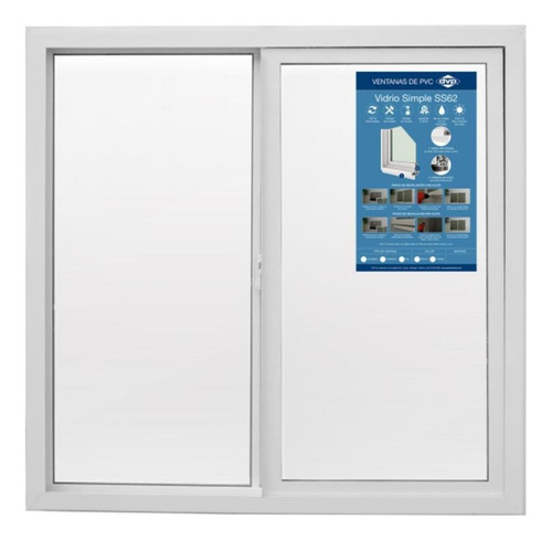 Ventana Vidrio Simple Pvc Corredera Blanca 100x100cm Dvp Color Blanco