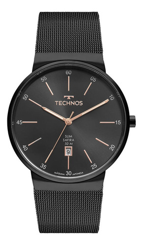 Relógio Technos Masculino Slim Preto - Gm12ag/1p