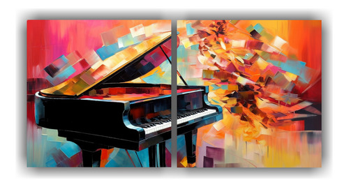 140x70cm Pinturas Abstractas De Piano Jazz Vibrantes Y Color