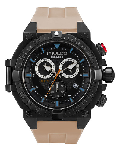 Reloj Hombre Mulco Mw-3-20006-718 Buzo Color De La Correa Beige Color Del Bisel Negro Color Del Fondo Negro