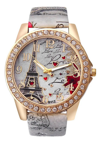 Joya Reloj Lujo Mujer París Torre Eiffel Cristal Diamantes