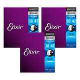 Elixir® Polyweb 3paq 10-47 Cuerdas Para Guitarra Acustica Or