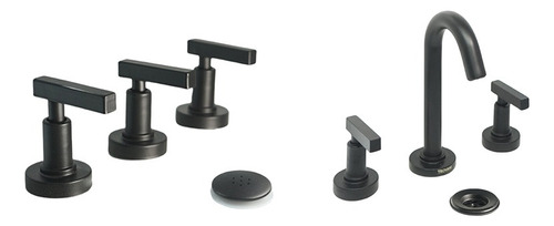 Combo Set Griferia Lavatorio Bidet Trovani New Soho Black