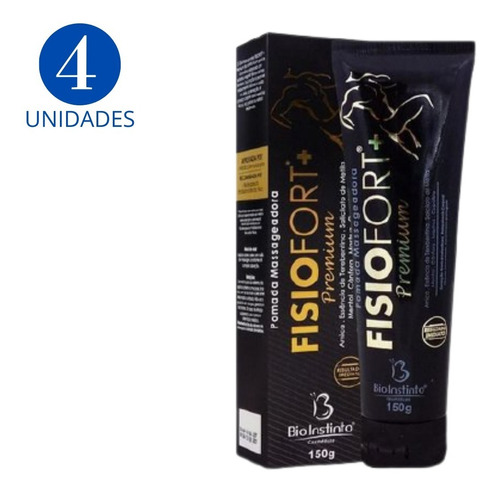 Kit 4 Pomadas Fisiofort Premium Preta Bio Instinto 150gr