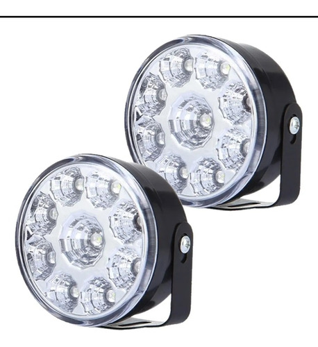 Faros Led Auxiliar Circular 9 Led 12 Vol Universal Juego X2