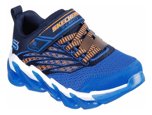 Tenis Skechers Luces 4001 Azul Niño Deportivo Comodo Ligero 