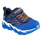 Tenis Skechers Luces 4001 Azul Niño Deportivo Comodo Ligero 