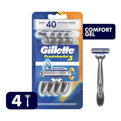 Pack X4 Máquina De Afeitar Desechable Prestobarba3 Gillette | MercadoLibre