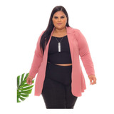 Kit 3 Maxi Blazer Casaco Corte À Laser Neoprene Plus Size 