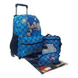 Kit Completo Mochila Sonic Infantil Juvenil Aulas Meninos Cor Azul-celeste