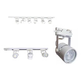 Kit Trilho Eletrificado 2m Branco 5 Spot Gu10 Dicroica + Led Cor Branco Frio