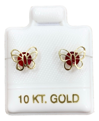 Arete Broquel Mariposa Laser, Oro 10k.