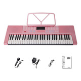 61 Teclas Teclado Musical Piano Electrónico 300 Ritmos Color Rosa