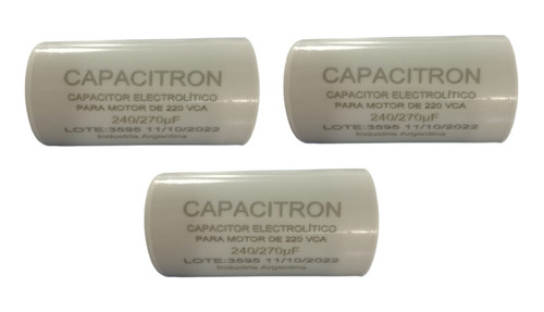 Capacitor De Arranque Electrolítico 240/270 220v Kit X3