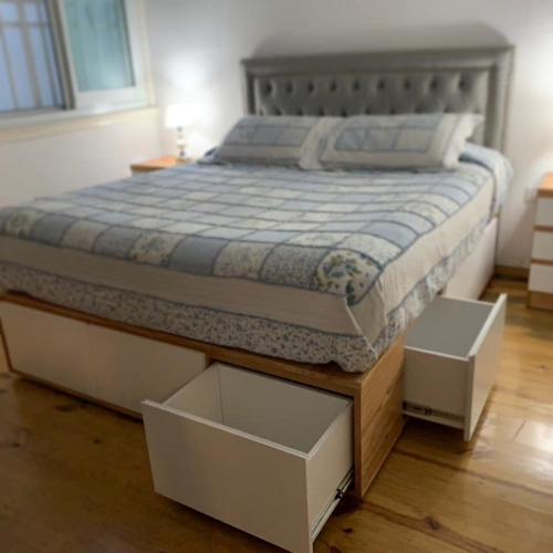 Cama Box Sommier Base Cajonera Paraiso Excelente C/baulera 