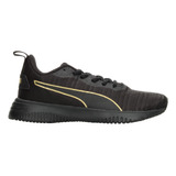 Tenis Deportivo Puma Flyer Flex Negro Con Dorado Para Mujer