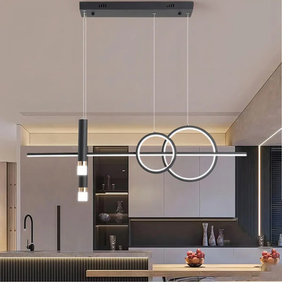 Garwarm Lámpara Colgante Moderna 45W LED Para Sala Cocina Decorativas Con 3 Modos De Luz Regulable Negra | Meses sin interés