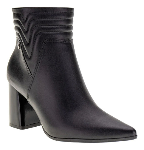 Bota Ankle Boot Bico Fino Matelassê Ramarim 2358123 Preto