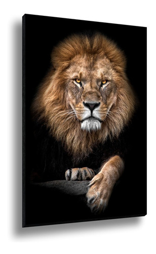 Quadro Decorativo Canvas Moldura Grande Leão Luxo 80x120