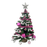 Arbol De Navidad Completo Armado Color Rosa 50cm Adornos