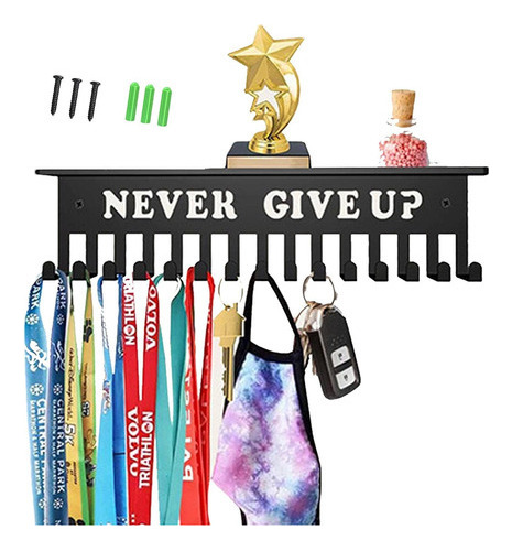 Estante Expositor Para Colgar Medallas Never Give Up | Trofe