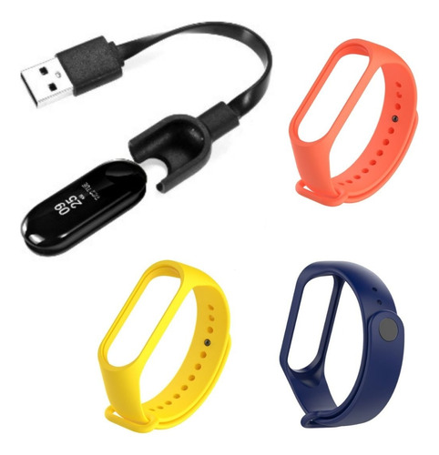 Kit Carregador Mi Band 3 + 3 Pulseiras: Estilo E Praticidade