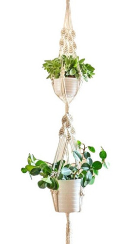 Porta Macetas Macramé Doble Colgante Deco Boho Plantas