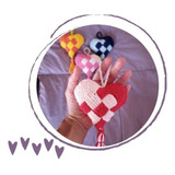 Llavero Souvenir Corazón Amigurumi Crochet, Pack X 4 !!