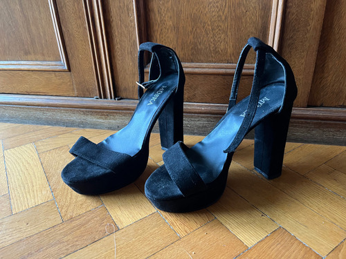 Zapatos Stiletto Negro Plataforma 1 Vez De Uso Mujer  38