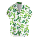 St. Patrick's Day Hawaiian Print Short Sleeve Loose Shirt