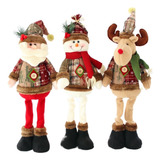 3pcs Decoración De Navidad Muñecos De Nieve Papá Noel Alce