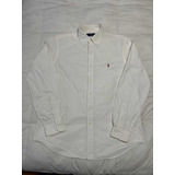 Camisa Polo Ralph Lauren Blanca Oxford Talla L Custom Fit