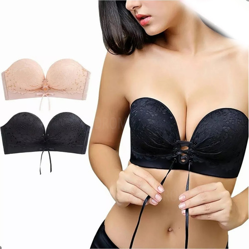 Brasier Push Up Strapless Invisible Bra  2piezas