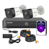 Hikvision Kit Dvr 4ch 2 Cámaras 1080p Disco Fuente Y Cables