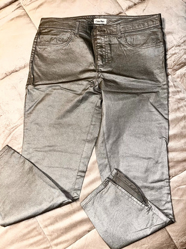 Pantalon Calvin Klein Gris Metalizado Talle 10 Us