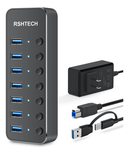 Concentrador Ubs Alimentado, Rshtech De 7 Puertos Usb 3.0/us