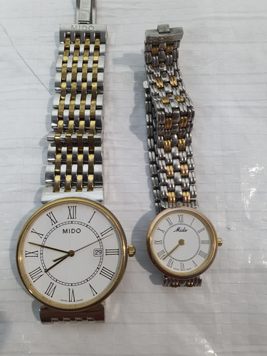 Para De Relojes Pareja Mido Dorada Hombre Y Mujer 