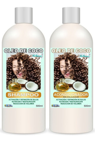 Kit Activador De Rizos Oleo De Coco - Shampoo + Enjuague