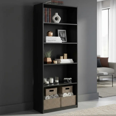 Estantería Mainstays 5 Repisas MDF Negro 180x63x29 cm Ajustable | Meses sin interés