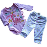 Set Bebé Niña Dinosaurio Rosa: Pantalón Y Mameluco  3-18 Mes